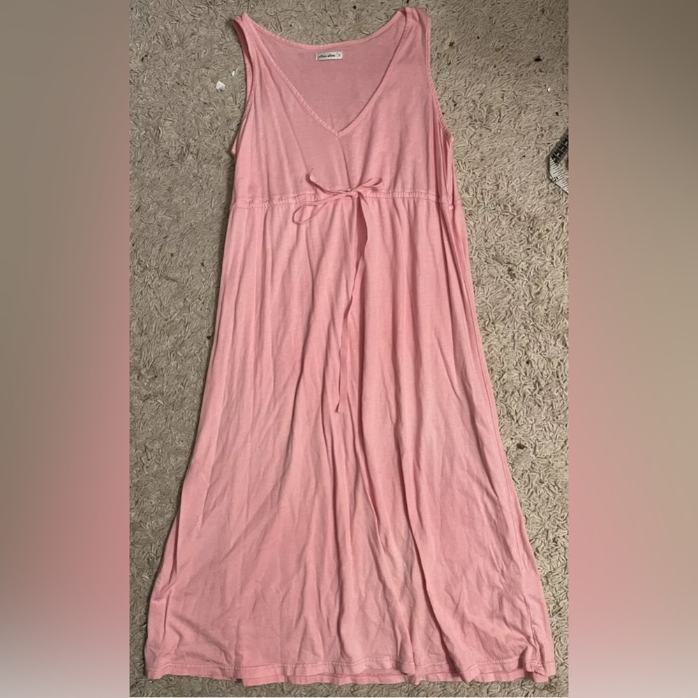 ALLEN ALLEN pink sleeveless below knee dress small s 4 6